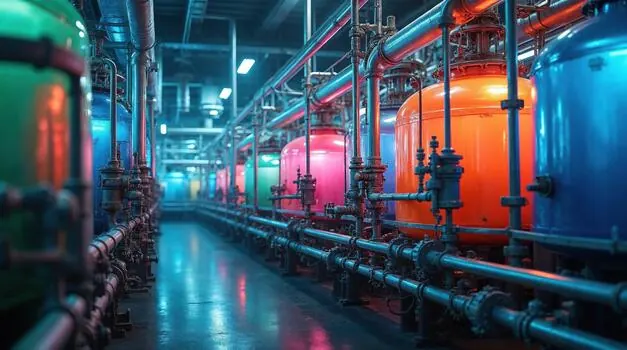 Chemical plant tanks and pipework