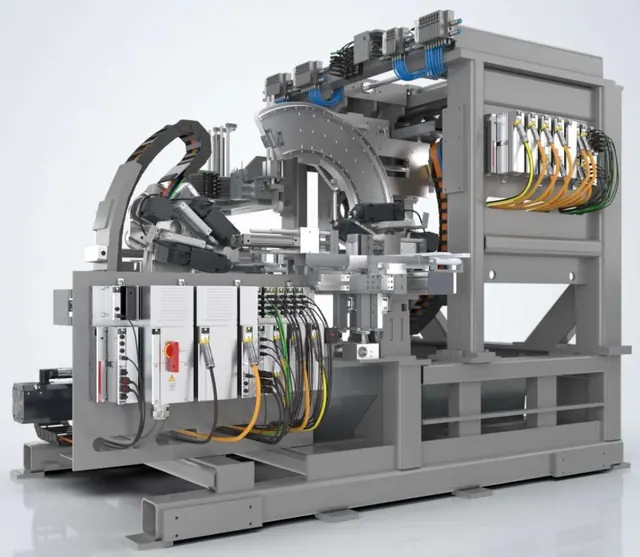 Special-purpose machine with servo drives and cabling